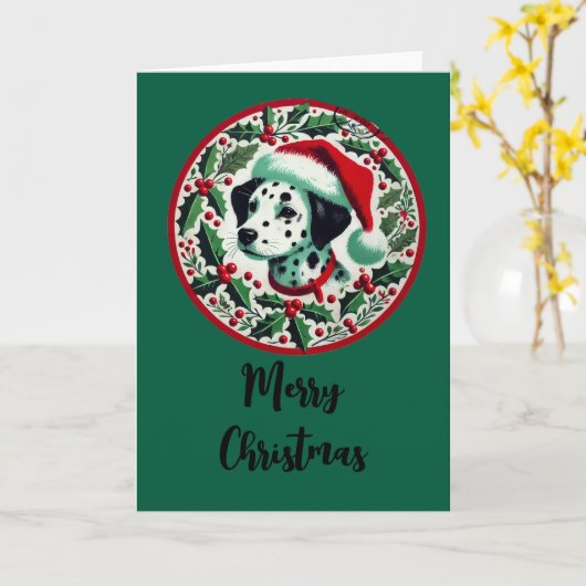 クリスマスのダルメシアン カード (黄色い花)