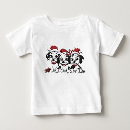 クリスマスのダルメシアン ベビーTシャツ (正面)