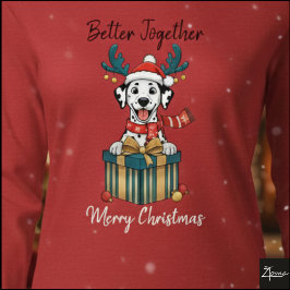 クリスマスのダルメシアン 子犬 トナカイ マフラー ギフト トライブレンドTシャツ