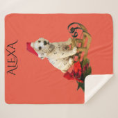 クリスマスのダルメーション毛布に名前をカスタムする。 シェルパブランケット (正面(横))