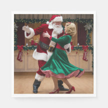 クリスマスのダンシングサンタのナプキン