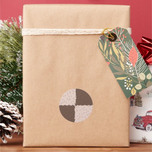 クリスマスのチェス クッキー パターン ラウンドシール (クリスマス)