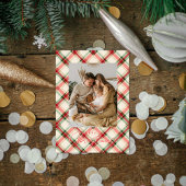 クリスマスのチェック柄の写真入りカード シーズンカード