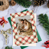 クリスマスのチェック柄の写真入りカード シーズンカード