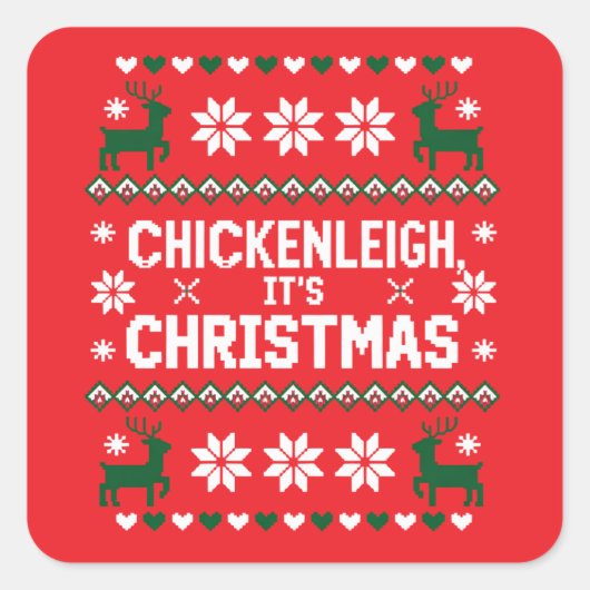 クリスマスのチキンレイ Funny Xmas Chicken スクエアシール (正面)
