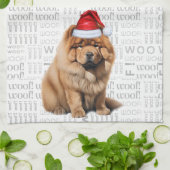 クリスマスのチャウチャウ犬 愛犬家ギフト キッチンタオル (折り畳み)