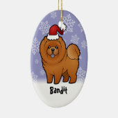 クリスマスのチャウチャウ(あなたのペットネームを加えて下さい) セラミックオーナメント (右)
