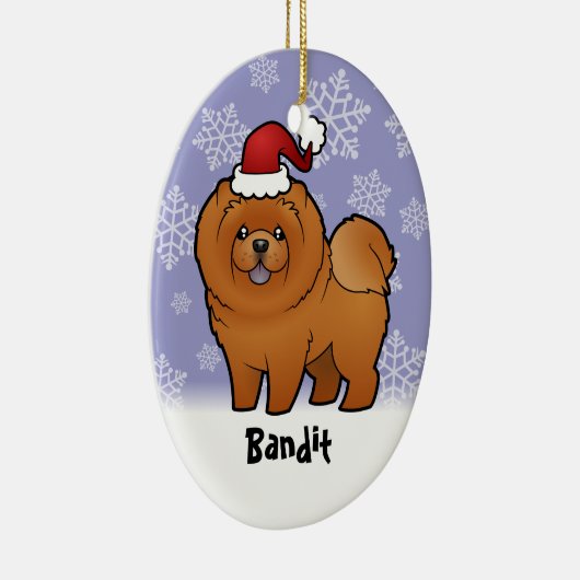 クリスマスのチャウチャウ(あなたのペットネームを加えて下さい) セラミックオーナメント (右)