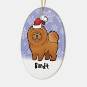 クリスマスのチャウチャウ(あなたのペットネームを加えて下さい) セラミックオーナメント (左)