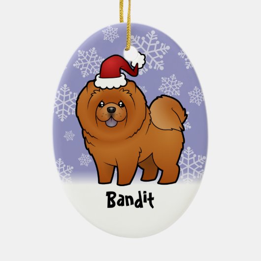 クリスマスのチャウチャウ(あなたのペットネームを加えて下さい) セラミックオーナメント (裏面)