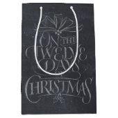 クリスマスのチョークの書道のエレガントな12日 ミディアムペーパーバッグ (正面)
