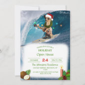 クリスマスのチワワがサーフィンしている 招待状 (正面)