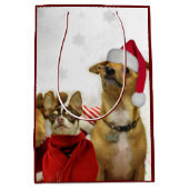 クリスマスのチワワのギフトバッグ ミディアムペーパーバッグ (正面)