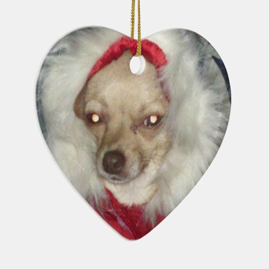 クリスマスのチワワのハートのオーナメント セラミックオーナメント (右)