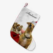 クリスマスのチワワは名前入りなストッキングの後をつけます スモールクリスマスストッキング (正面 (吊り時))