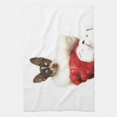 クリスマスのチワワ犬 キッチンタオル (縦)