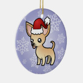 クリスマスのチワワ(滑らかなコート) セラミックオーナメント (右)