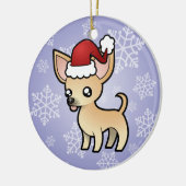 クリスマスのチワワ(滑らかなコート) セラミックオーナメント (左)