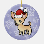 クリスマスのチワワ(滑らかなコート) セラミックオーナメント (裏面)