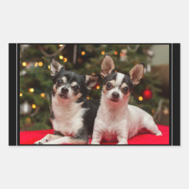 クリスマスのチワワ 長方形シール