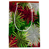 クリスマスのチンサルのポンポン-赤、緑および白 ミディアムペーパーバッグ (正面)