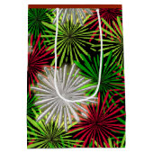 クリスマスのチンサルのポンポン-赤、緑および白 ミディアムペーパーバッグ (裏面)