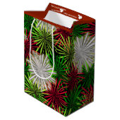 クリスマスのチンサルのポンポン-赤、緑および白 ミディアムペーパーバッグ (裏面アングル)