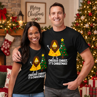 クリスマスのチーズめっちゃ楽しい Tシャツ