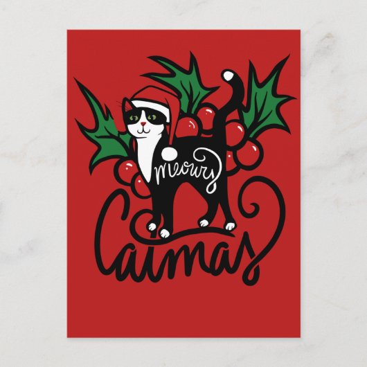 クリスマスのツイード猫 ポストカード (正面)