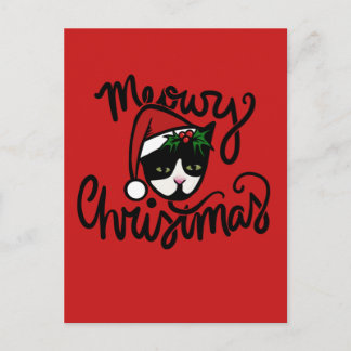 クリスマスのツイード猫 ポストカード