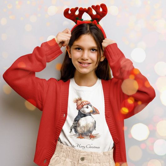 クリスマスのツノメドリ 海岸の子供ファッション Tシャツ