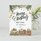 クリスマスのツリーの下の玩具の列車 シーズンカード (スタンド正面)