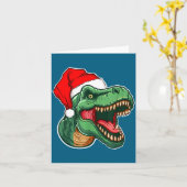 クリスマスのティラノサウルス カード (黄色い花)