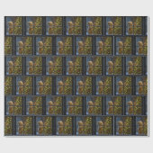 クリスマスのテディベアがツリーを飾る ラッピングペーパー (フラット)