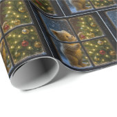 クリスマスのテディベアがツリーを飾る ラッピングペーパー (ロールコーナー)