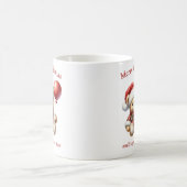 クリスマスのテディベアと赤い風船のヤドリギ コーヒーマグカップ (中央)