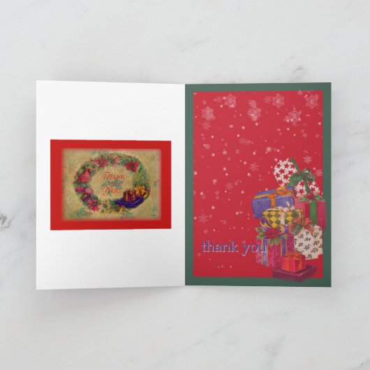 クリスマスのテディベアは示します感謝していしています サンキューカード (内部)