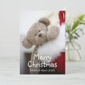 クリスマスのテディベアストッキング シーズンカード (スタンド正面)