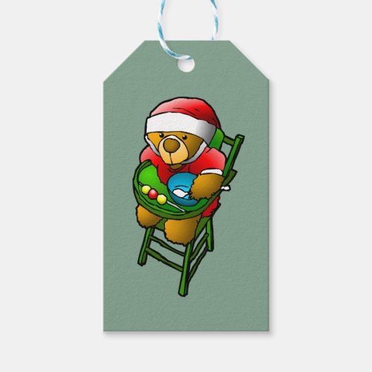 クリスマスのテディベア ギフトタグ (正面)