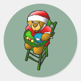 クリスマスのテディベア ラウンドシール