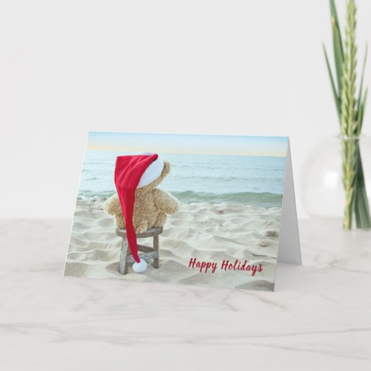 クリスマスのテディベア 会いたい シーズンカード (正面)