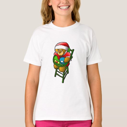 クリスマスのテディベア Tシャツ (正面)
