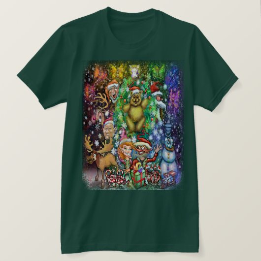 クリスマスのテディベア Tシャツ (デザイン正面)