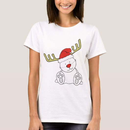 クリスマスのテディー・ベアのトナカイ Tシャツ (正面)