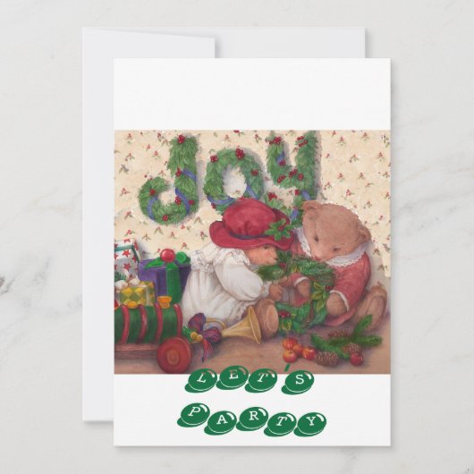 クリスマスのテディー・ベアのパーティの招待状 招待状 (正面)