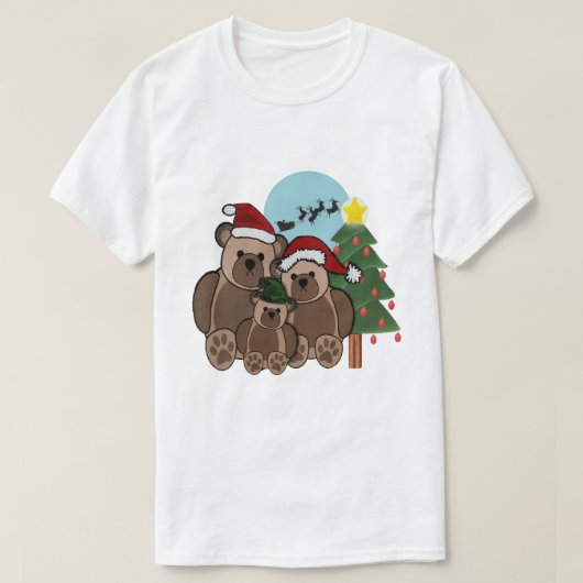 クリスマスのテディー・ベア家族のTシャツ Tシャツ (デザイン正面)