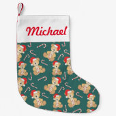 クリスマスのテディー・ベア スモールクリスマスストッキング (正面)