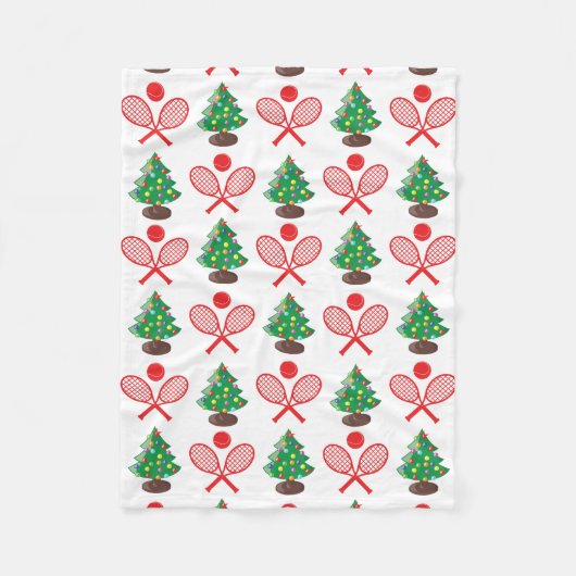 クリスマスのテニスパターン フリースブランケット (正面)