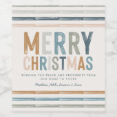 クリスマスのテラコッタブルータイポグラフィモダンの好意 ワインラベル (シングルラベル)