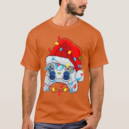 クリスマスのテレビゲームコントローラーサンタガーマーボーイズ用f tシャツ (正面)